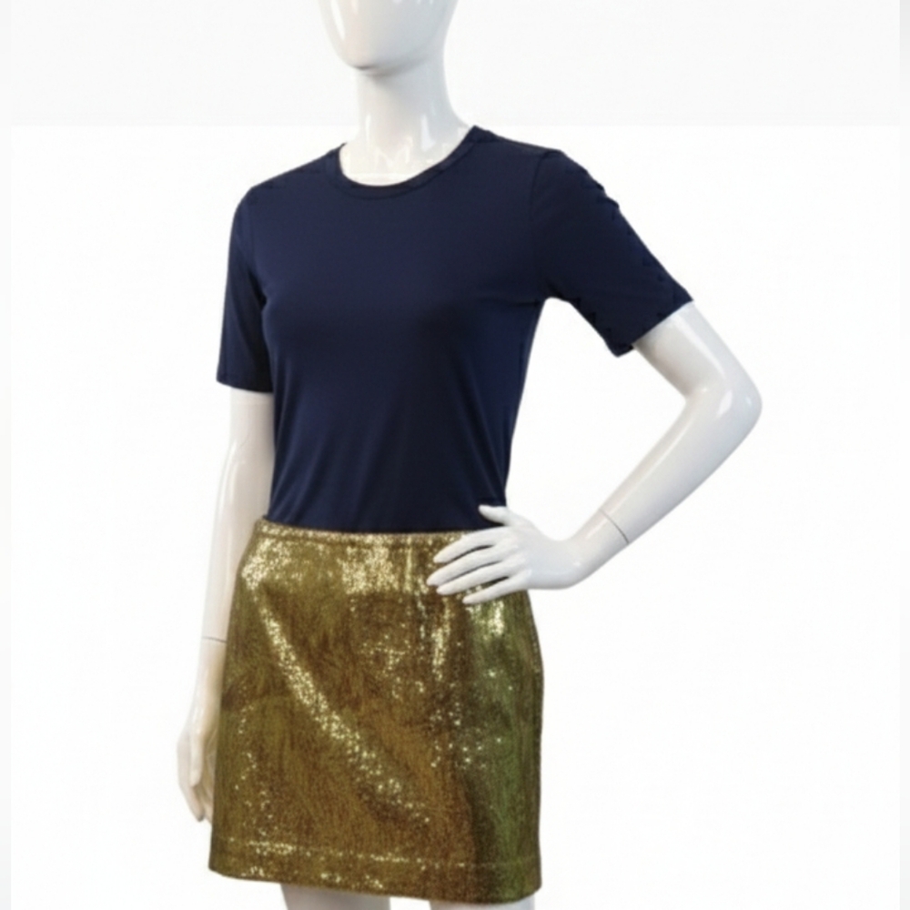 H & M Gold Sparkly  Sequins Mini Skirt size 8